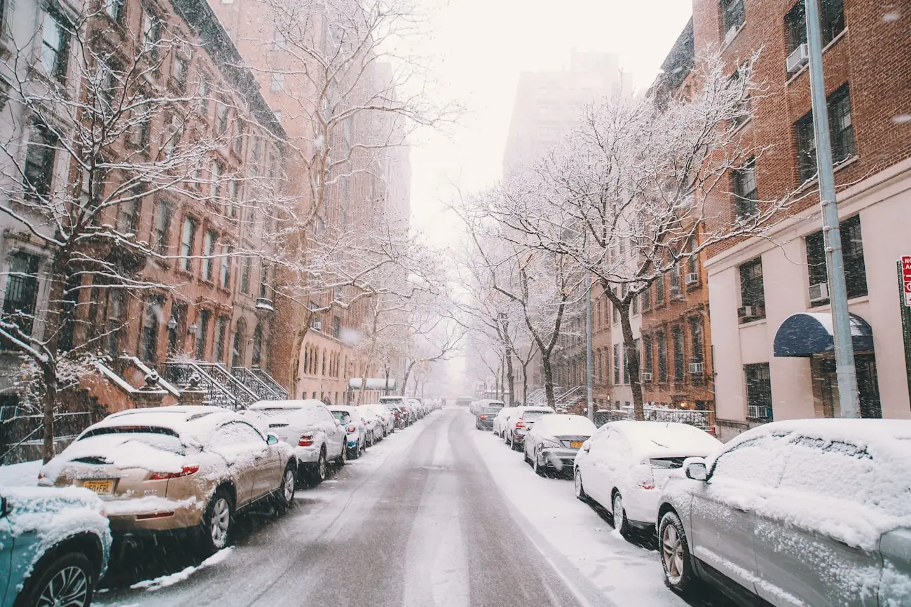 A snowy residential street in an Ottawa winter